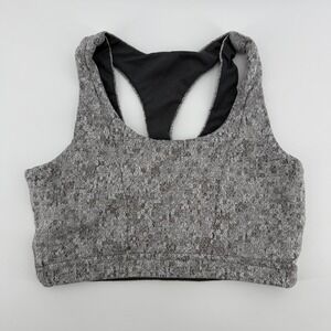 Gymshark Fleur Texture Sports Bra Size Small Charcoal Marl Grey Racerback Cutout